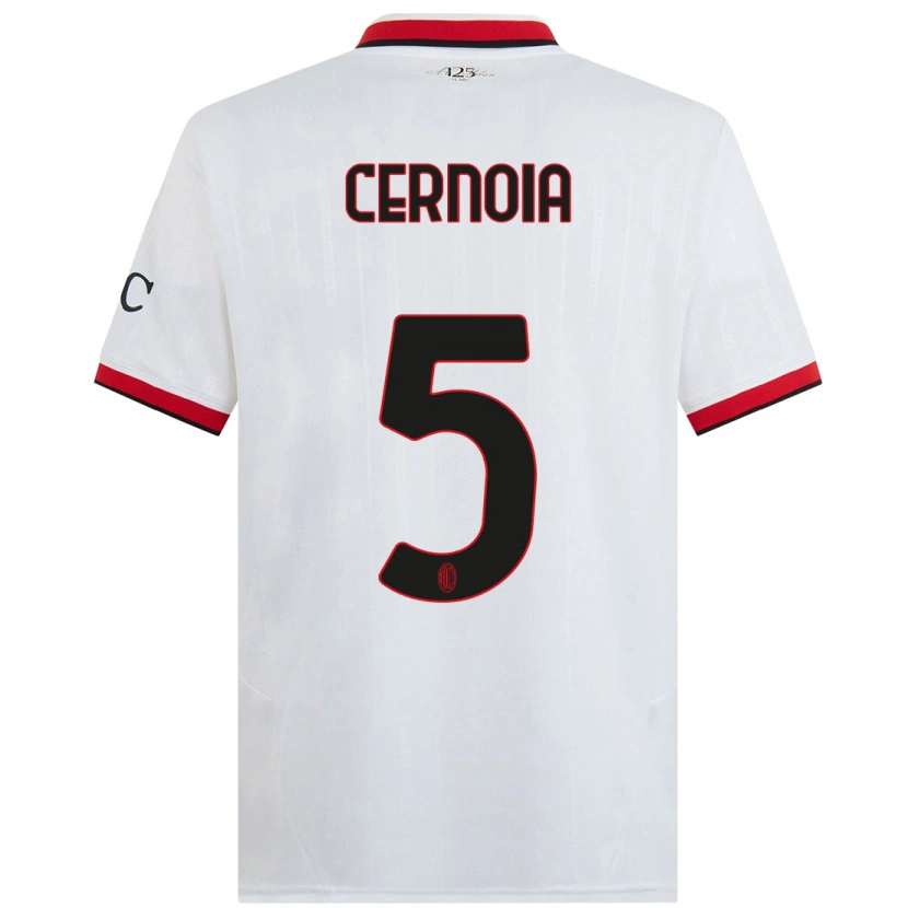 Danxen Mænd Valentina Cernoia #5 Hvid Sort Rød Udebane Spillertrøjer 2024/25 Trøje T-Shirt