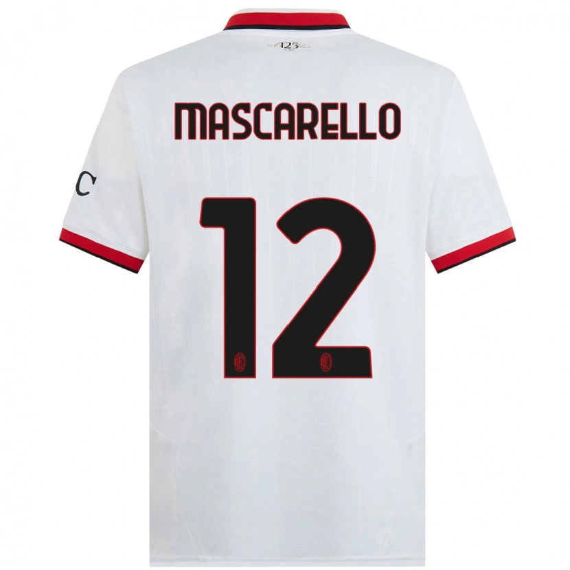 Danxen Mænd Marta Mascarello #12 Hvid Sort Rød Udebane Spillertrøjer 2024/25 Trøje T-Shirt