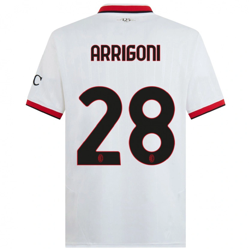 Danxen Mænd Giorgia Arrigoni #28 Hvid Sort Rød Udebane Spillertrøjer 2024/25 Trøje T-Shirt