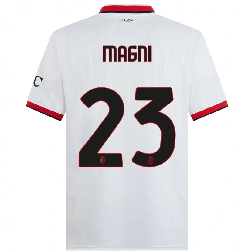 Danxen Mænd Vittorio Magni #23 Hvid Sort Rød Udebane Spillertrøjer 2024/25 Trøje T-Shirt