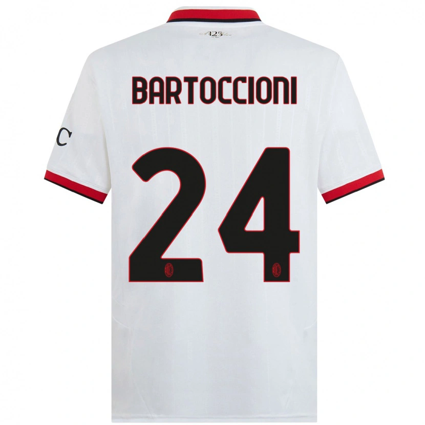 Danxen Mænd Andrea Bartoccioni #24 Hvid Sort Rød Udebane Spillertrøjer 2024/25 Trøje T-Shirt