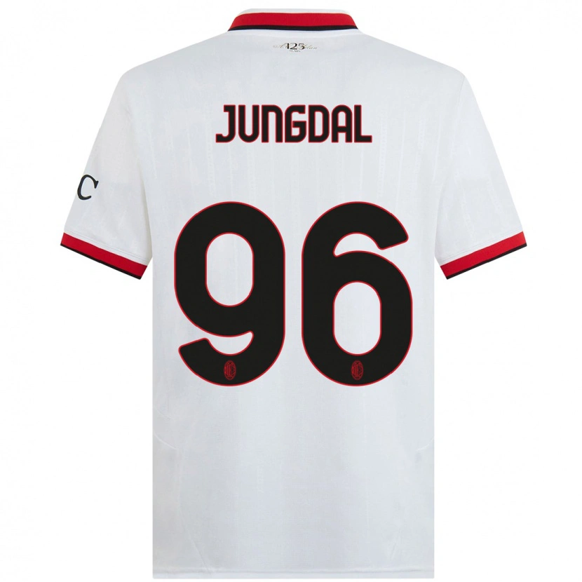 Danxen Mænd Andreas Jungdal #96 Hvid Sort Rød Udebane Spillertrøjer 2024/25 Trøje T-Shirt