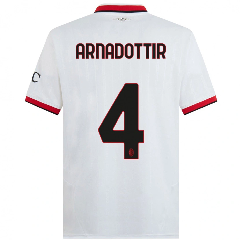 Danxen Mænd Guony Arnadottir #4 Hvid Sort Rød Udebane Spillertrøjer 2024/25 Trøje T-Shirt
