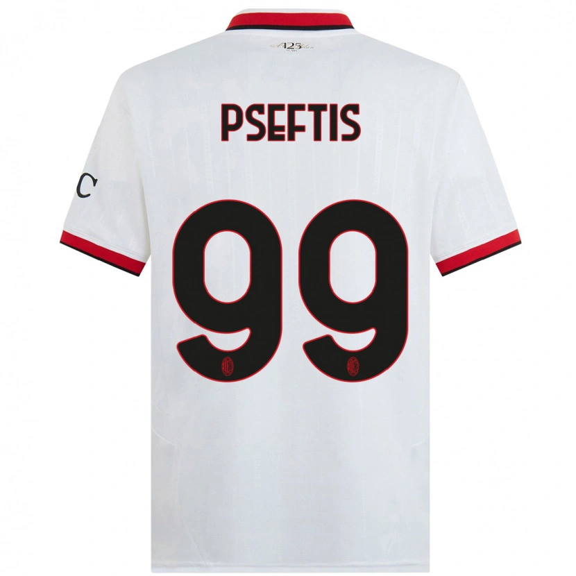 Danxen Mænd Fotios Pseftis #99 Hvid Sort Rød Udebane Spillertrøjer 2024/25 Trøje T-Shirt