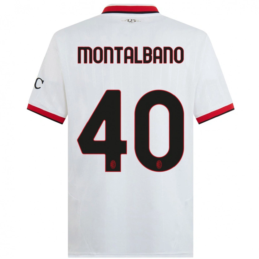Danxen Mænd Nicolo Montalbano #40 Hvid Sort Rød Udebane Spillertrøjer 2024/25 Trøje T-Shirt
