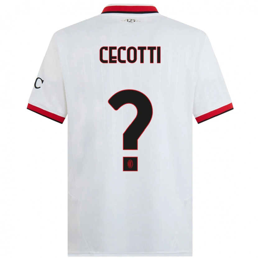 Danxen Mænd Tommaso Cecotti #0 Hvid Sort Rød Udebane Spillertrøjer 2024/25 Trøje T-Shirt