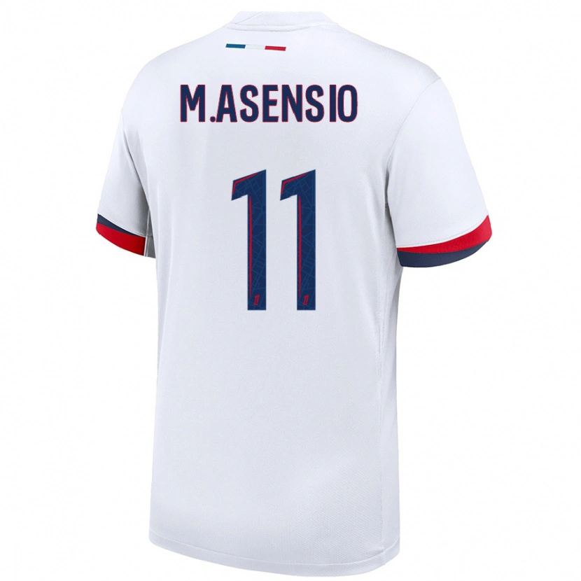 Danxen Mænd Marco Asensio #11 Hvid Blå Rød Udebane Spillertrøjer 2024/25 Trøje T-Shirt