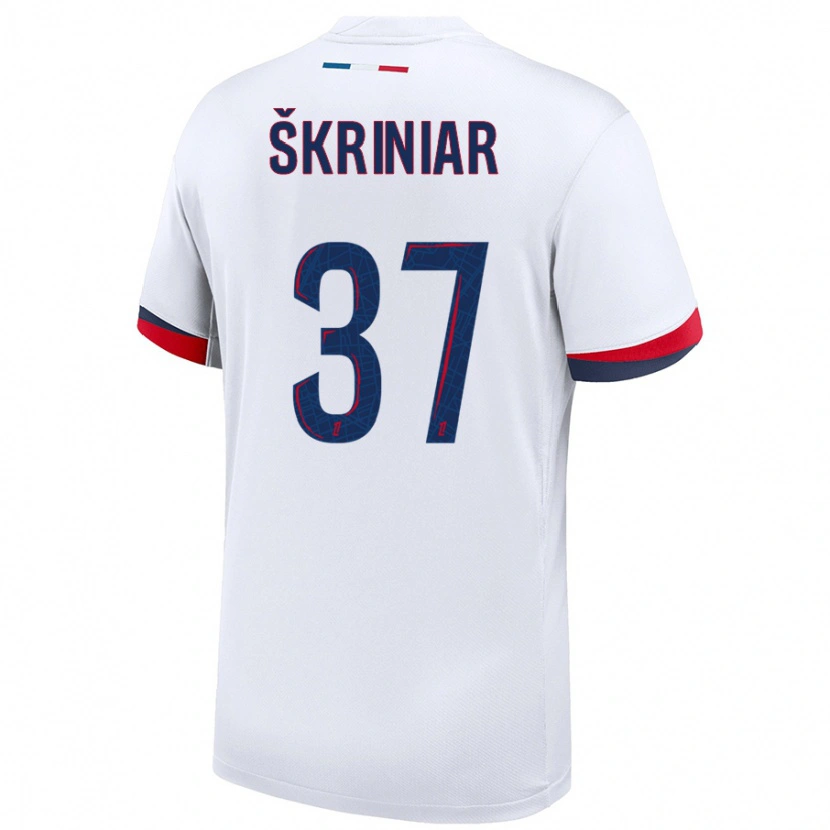Danxen Mænd Milan Skriniar #37 Hvid Blå Rød Udebane Spillertrøjer 2024/25 Trøje T-Shirt