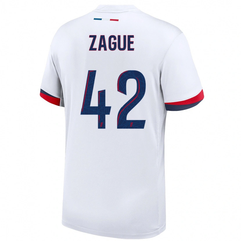 Danxen Mænd Yoram Zague #42 Hvid Blå Rød Udebane Spillertrøjer 2024/25 Trøje T-Shirt