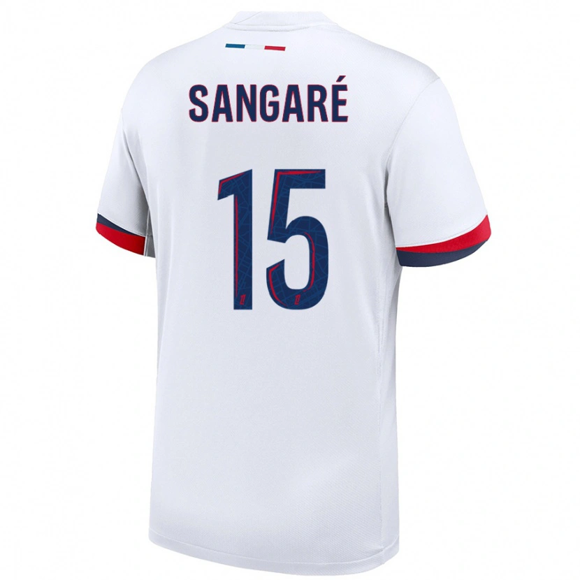 Danxen Mænd Mahamadou Sangaré #15 Hvid Blå Rød Udebane Spillertrøjer 2024/25 Trøje T-Shirt