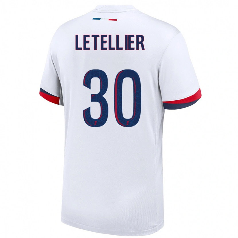 Danxen Mænd Alexandre Letellier #30 Hvid Blå Rød Udebane Spillertrøjer 2024/25 Trøje T-Shirt