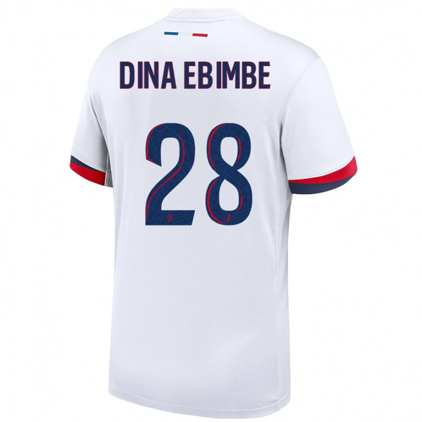 Danxen Mænd Eric Junior Dina Ebimbe #28 Hvid Blå Rød Udebane Spillertrøjer 2024/25 Trøje T-Shirt