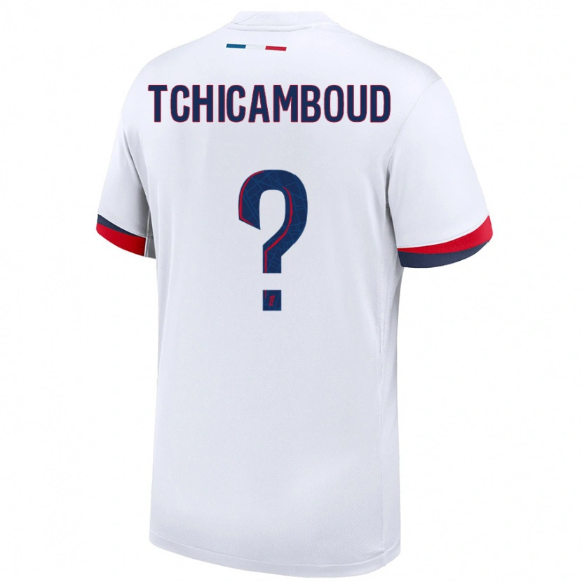 Danxen Mænd Queyrell Tchicamboud #0 Hvid Blå Rød Udebane Spillertrøjer 2024/25 Trøje T-Shirt