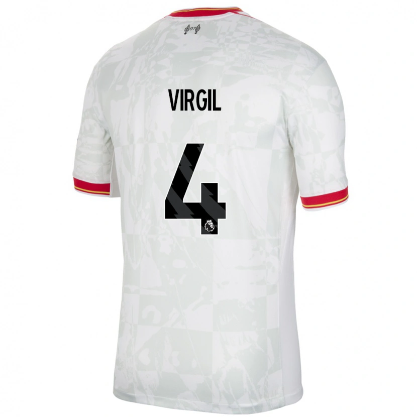 Danxen Mænd Virgil Van Dijk #4 Hvid Rød Sort Tredje Sæt Spillertrøjer 2024/25 Trøje T-Shirt