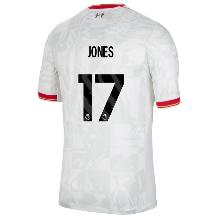 Danxen Mænd Curtis Jones #17 Hvid Rød Sort Tredje Sæt Spillertrøjer 2024/25 Trøje T-Shirt