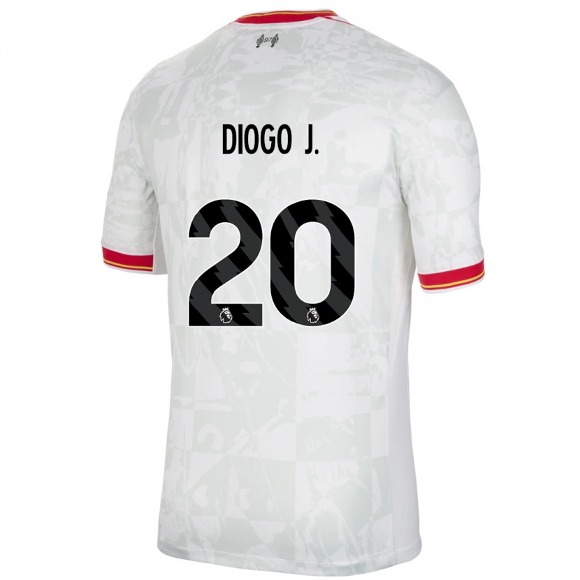 Danxen Mænd Diogo Jota #20 Hvid Rød Sort Tredje Sæt Spillertrøjer 2024/25 Trøje T-Shirt