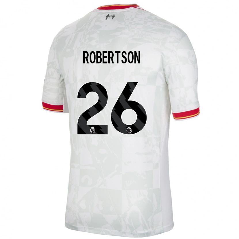 Danxen Mænd Andrew Robertson #26 Hvid Rød Sort Tredje Sæt Spillertrøjer 2024/25 Trøje T-Shirt