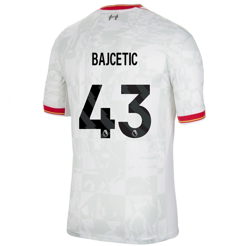 Danxen Mænd Stefan Bajcetic #43 Hvid Rød Sort Tredje Sæt Spillertrøjer 2024/25 Trøje T-Shirt