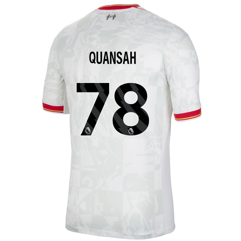 Danxen Mænd Jarell Quansah #78 Hvid Rød Sort Tredje Sæt Spillertrøjer 2024/25 Trøje T-Shirt