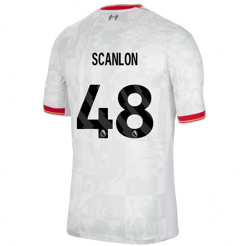 Danxen Mænd Calum Scanlon #48 Hvid Rød Sort Tredje Sæt Spillertrøjer 2024/25 Trøje T-Shirt