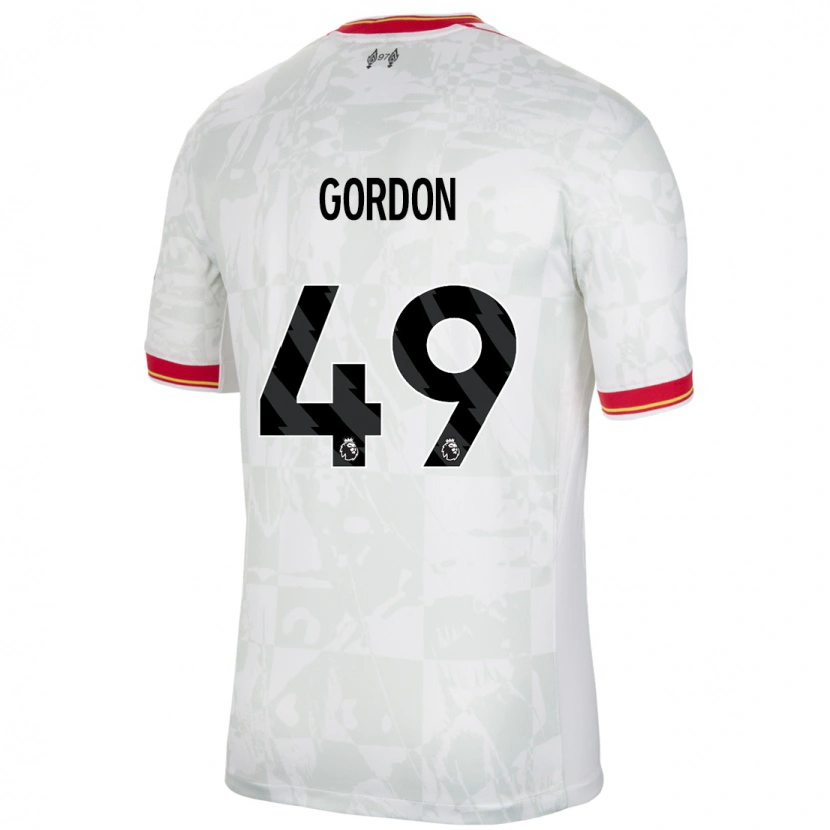 Danxen Mænd Kaide Gordon #49 Hvid Rød Sort Tredje Sæt Spillertrøjer 2024/25 Trøje T-Shirt