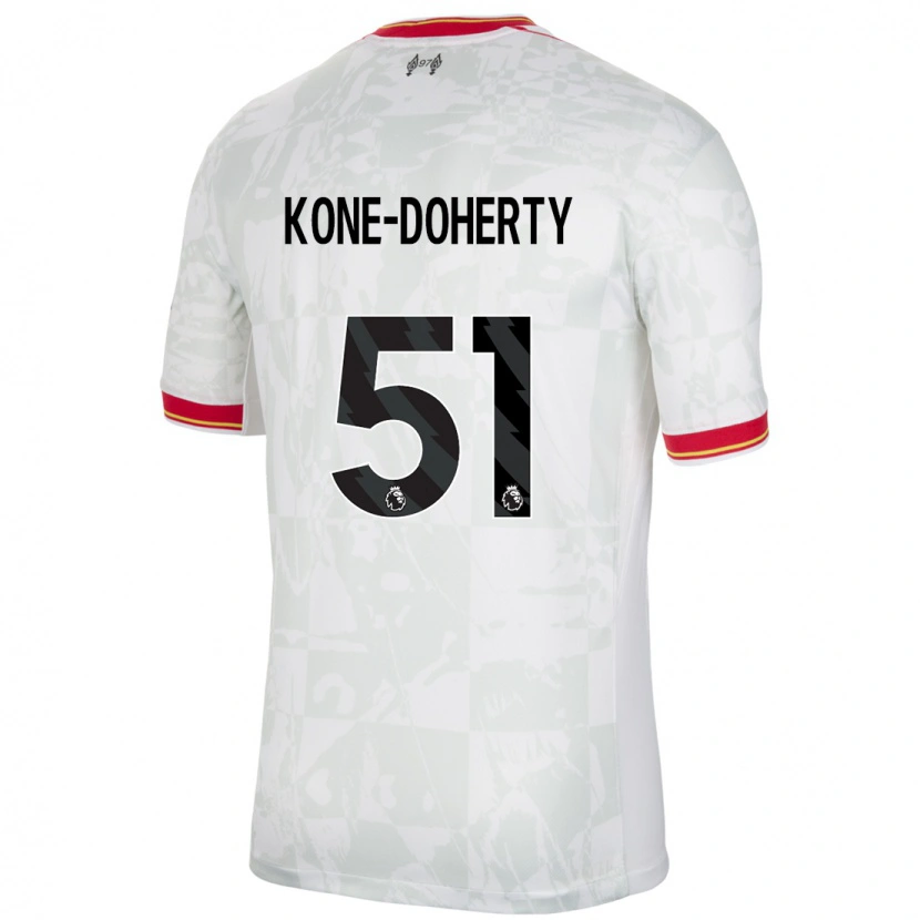 Danxen Mænd Trent Kone-Doherty #51 Hvid Rød Sort Tredje Sæt Spillertrøjer 2024/25 Trøje T-Shirt