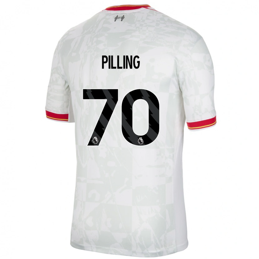 Danxen Mænd Tommy Pilling #70 Hvid Rød Sort Tredje Sæt Spillertrøjer 2024/25 Trøje T-Shirt