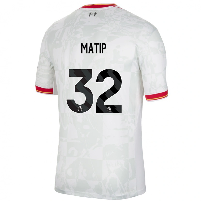 Danxen Mænd Joel Matip #32 Hvid Rød Sort Tredje Sæt Spillertrøjer 2024/25 Trøje T-Shirt