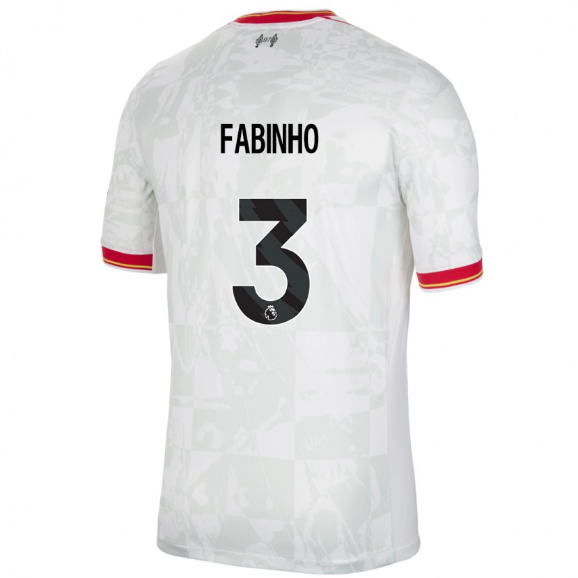 Danxen Mænd Fabinho #3 Hvid Rød Sort Tredje Sæt Spillertrøjer 2024/25 Trøje T-Shirt