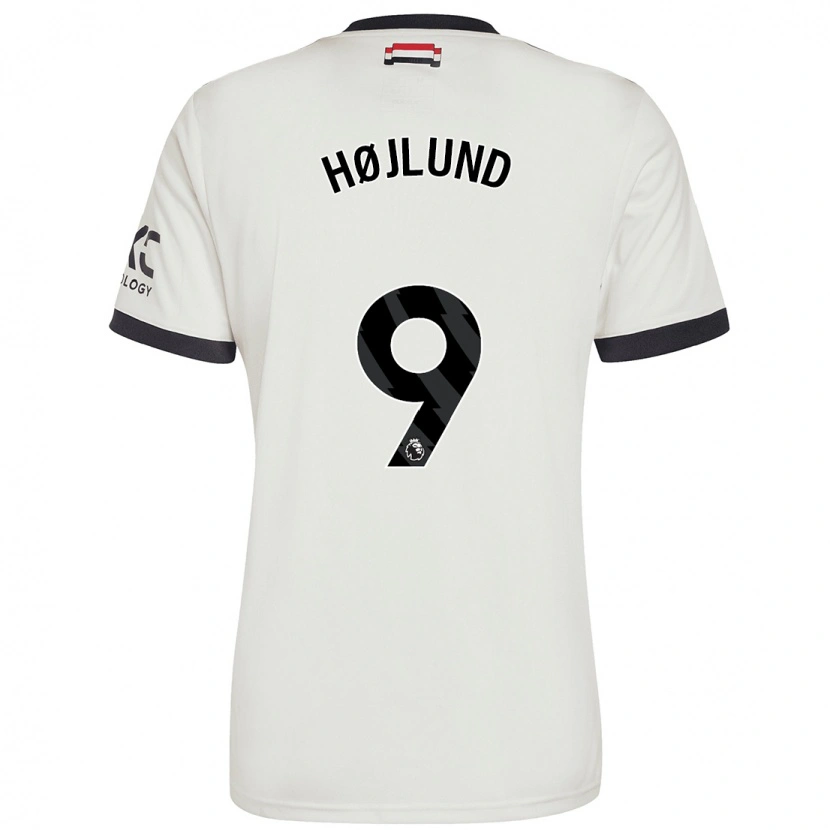 Danxen Mænd Rasmus Højlund #9 Råhvid Tredje Sæt Spillertrøjer 2024/25 Trøje T-Shirt