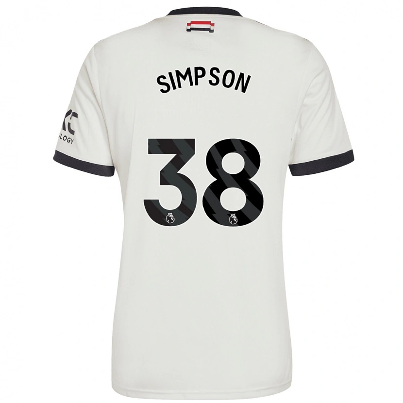 Danxen Mænd Jess Simpson #38 Råhvid Tredje Sæt Spillertrøjer 2024/25 Trøje T-Shirt