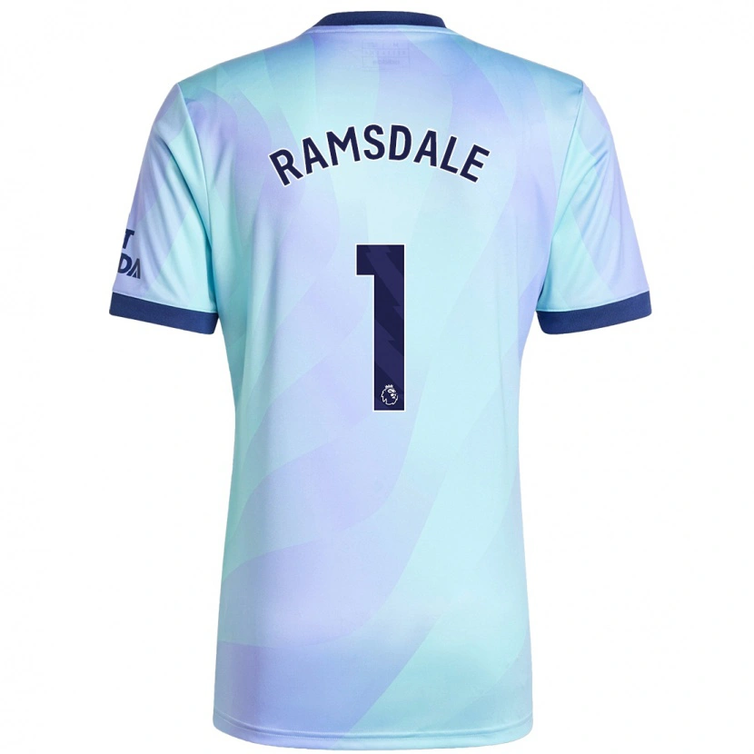Danxen Mænd Aaron Ramsdale #1 Aqua Tredje Sæt Spillertrøjer 2024/25 Trøje T-Shirt