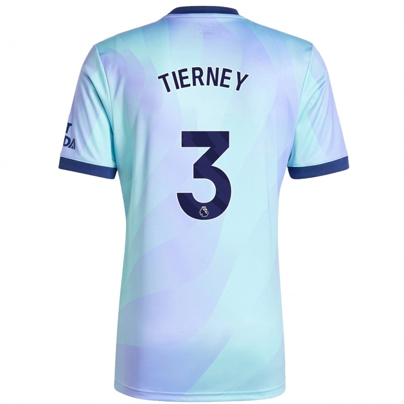 Danxen Mænd Kieran Tierney #3 Aqua Tredje Sæt Spillertrøjer 2024/25 Trøje T-Shirt