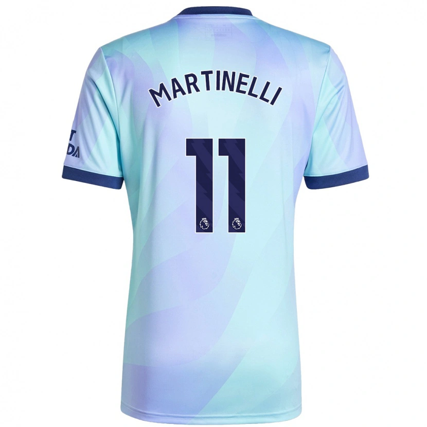 Danxen Mænd Gabriel Martinelli #11 Aqua Tredje Sæt Spillertrøjer 2024/25 Trøje T-Shirt