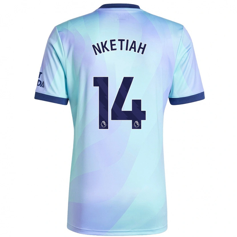 Danxen Mænd Eddie Nketiah #14 Aqua Tredje Sæt Spillertrøjer 2024/25 Trøje T-Shirt