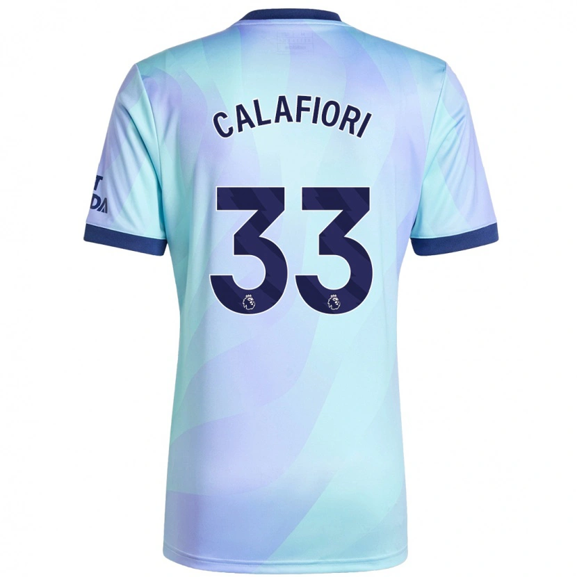 Danxen Mænd Riccardo Calafiori #33 Aqua Tredje Sæt Spillertrøjer 2024/25 Trøje T-Shirt