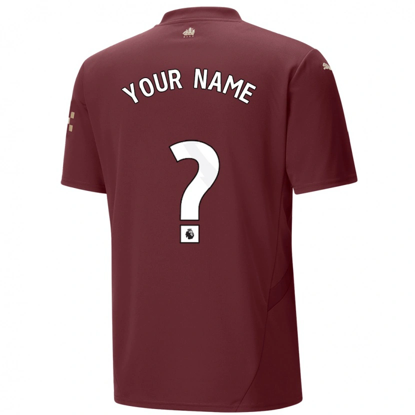 Danxen Mænd Dit Navn #0 Rødbrun Tredje Sæt Spillertrøjer 2024/25 Trøje T-Shirt