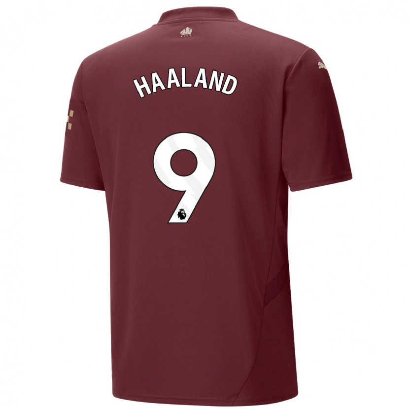 Danxen Mænd Erling Haaland #9 Rødbrun Tredje Sæt Spillertrøjer 2024/25 Trøje T-Shirt