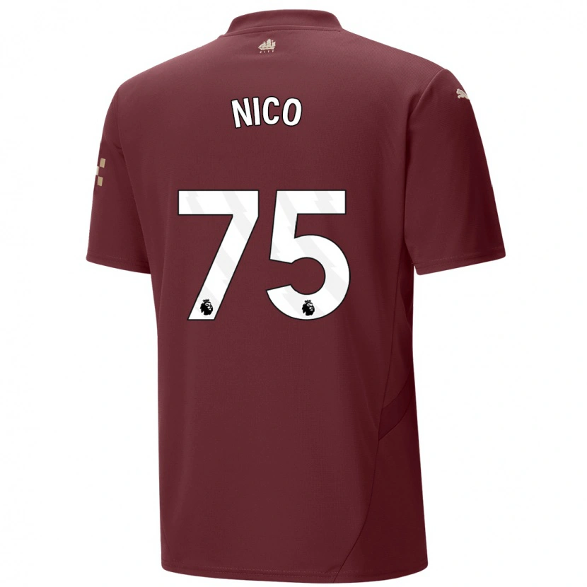 Danxen Mænd Nico O'reilly #75 Rødbrun Tredje Sæt Spillertrøjer 2024/25 Trøje T-Shirt