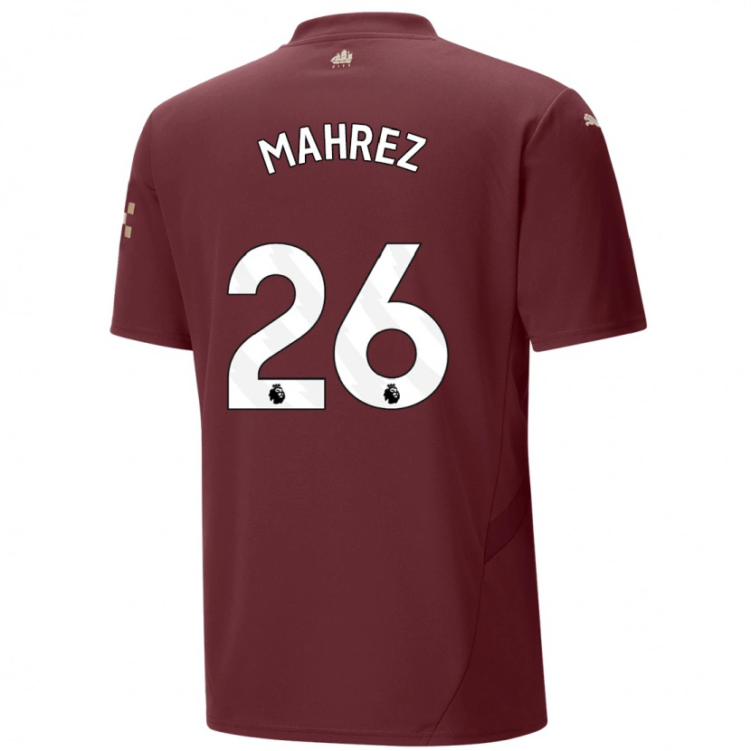 Danxen Mænd Riyad Mahrez #26 Rødbrun Tredje Sæt Spillertrøjer 2024/25 Trøje T-Shirt