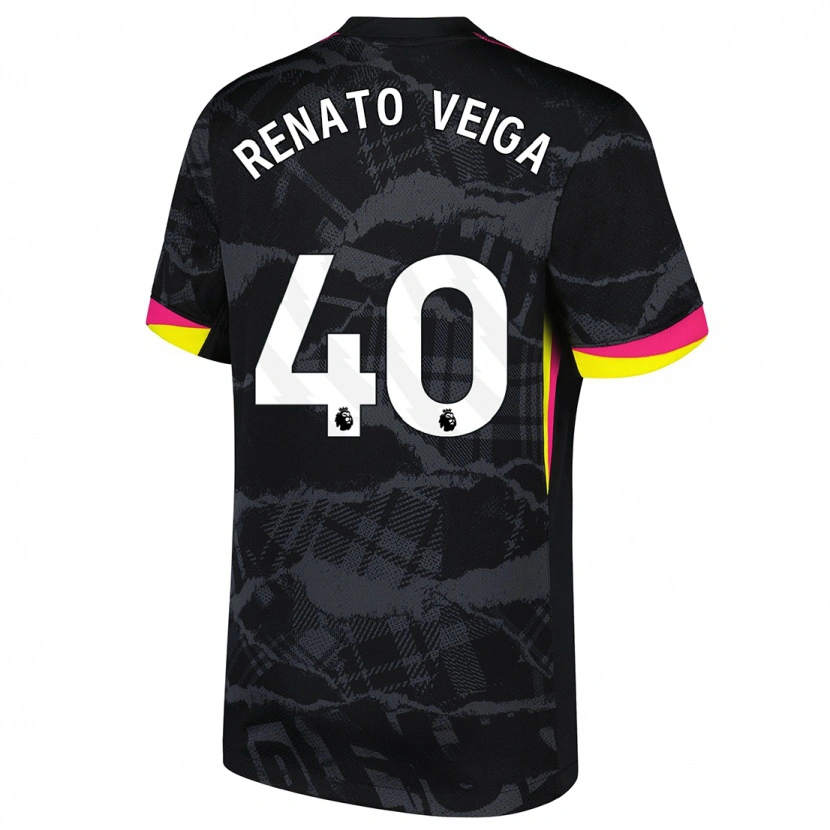 Danxen Mænd Renato Veiga #40 Sort Pink Tredje Sæt Spillertrøjer 2024/25 Trøje T-Shirt