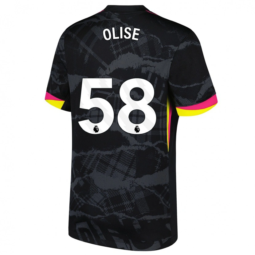Danxen Mænd Richard Olise #58 Sort Pink Tredje Sæt Spillertrøjer 2024/25 Trøje T-Shirt