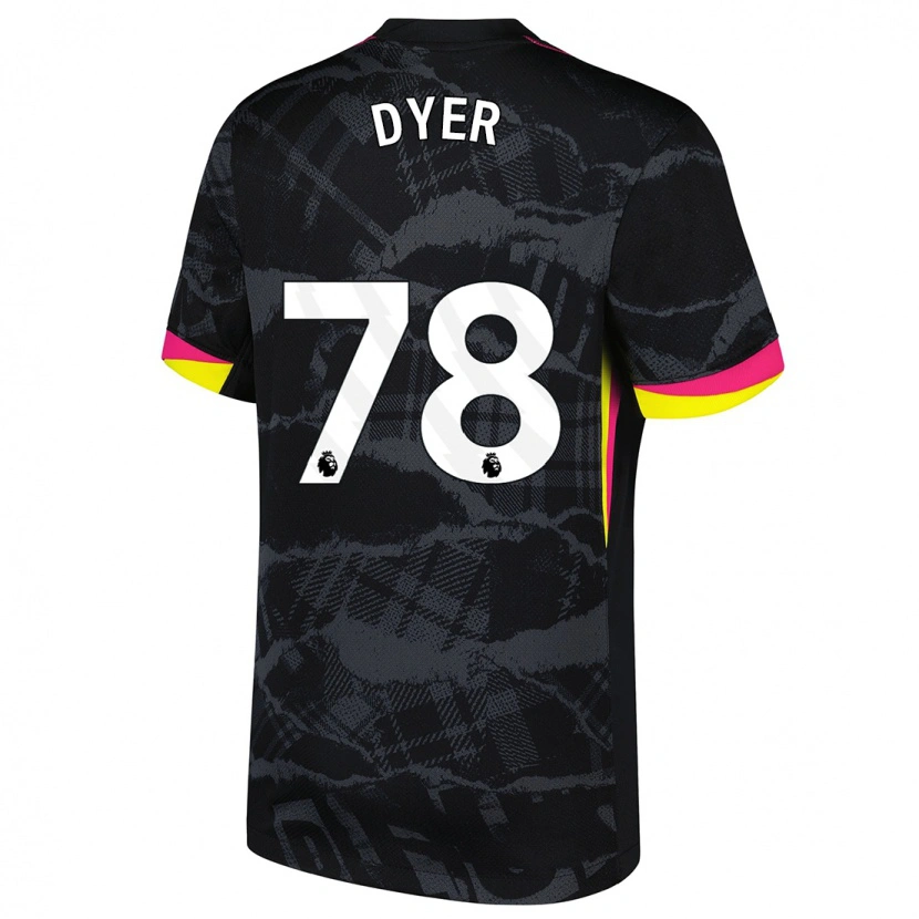 Danxen Mænd Kiano Dyer #78 Sort Pink Tredje Sæt Spillertrøjer 2024/25 Trøje T-Shirt