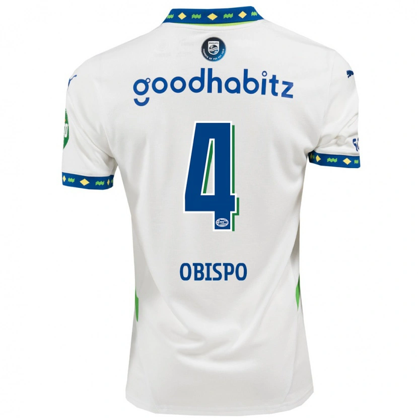 Danxen Mænd Armando Obispo #4 Hvid Mørkeblå Tredje Sæt Spillertrøjer 2024/25 Trøje T-Shirt