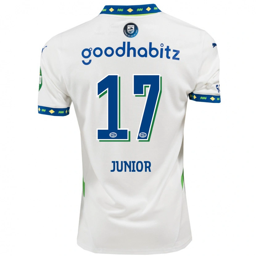 Danxen Mænd Mauro Júnior #17 Hvid Mørkeblå Tredje Sæt Spillertrøjer 2024/25 Trøje T-Shirt