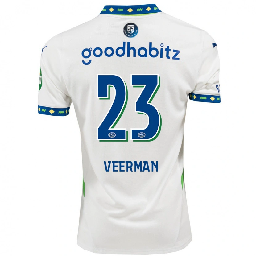 Danxen Mænd Joey Veerman #23 Hvid Mørkeblå Tredje Sæt Spillertrøjer 2024/25 Trøje T-Shirt