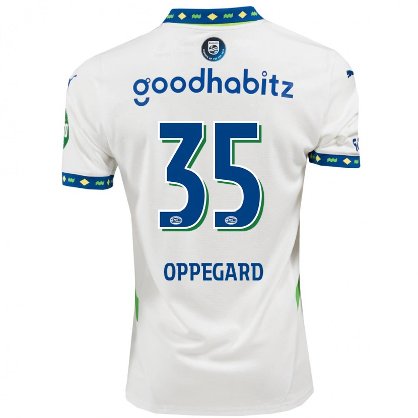 Danxen Mænd Fredrik Oppegård #35 Hvid Mørkeblå Tredje Sæt Spillertrøjer 2024/25 Trøje T-Shirt