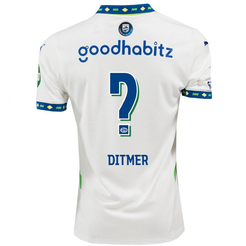 Danxen Mænd Sébas Ditmer #0 Hvid Mørkeblå Tredje Sæt Spillertrøjer 2024/25 Trøje T-Shirt