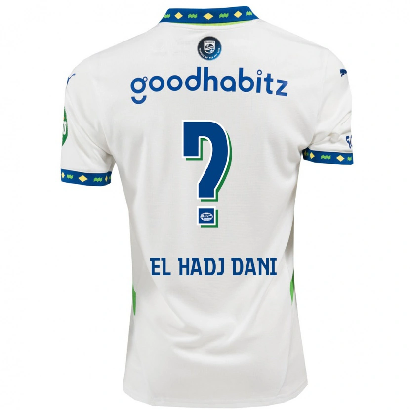 Danxen Mænd Soudais El Hadj Dani #0 Hvid Mørkeblå Tredje Sæt Spillertrøjer 2024/25 Trøje T-Shirt