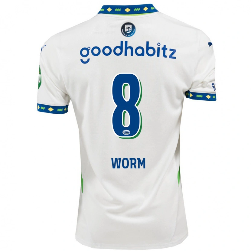 Danxen Mænd Siri Worm #8 Hvid Mørkeblå Tredje Sæt Spillertrøjer 2024/25 Trøje T-Shirt